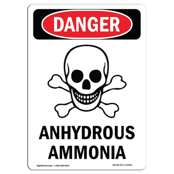 Safety Sign, OSHA Danger, 5" Height, Portrait, D-35-V-1993-10PK